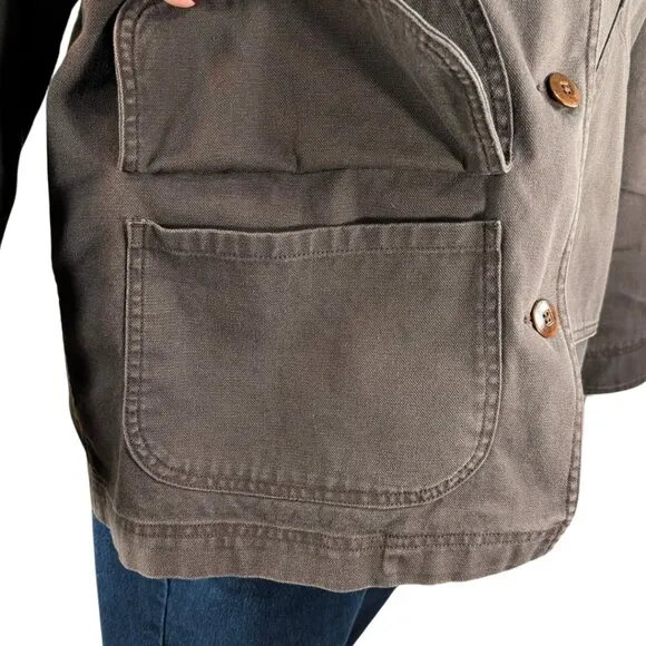 L.L.Bean Women's XL Brown Cotton  Canvas Chore Jacket w/Removable Wool Lining