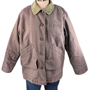 L.L.Bean Women's XL Brown Cotton  Canvas Chore Jacket w/Removable Wool Lining