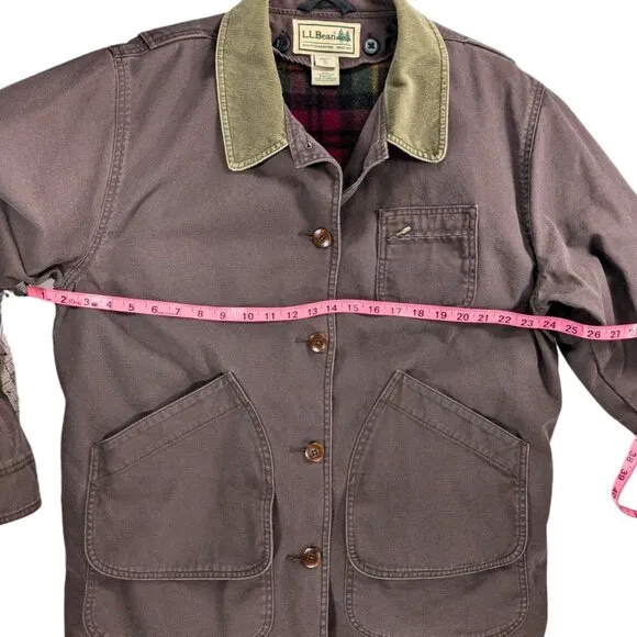 L.L.Bean Women's XL Brown Cotton  Canvas Chore Jacket w/Removable Wool Lining