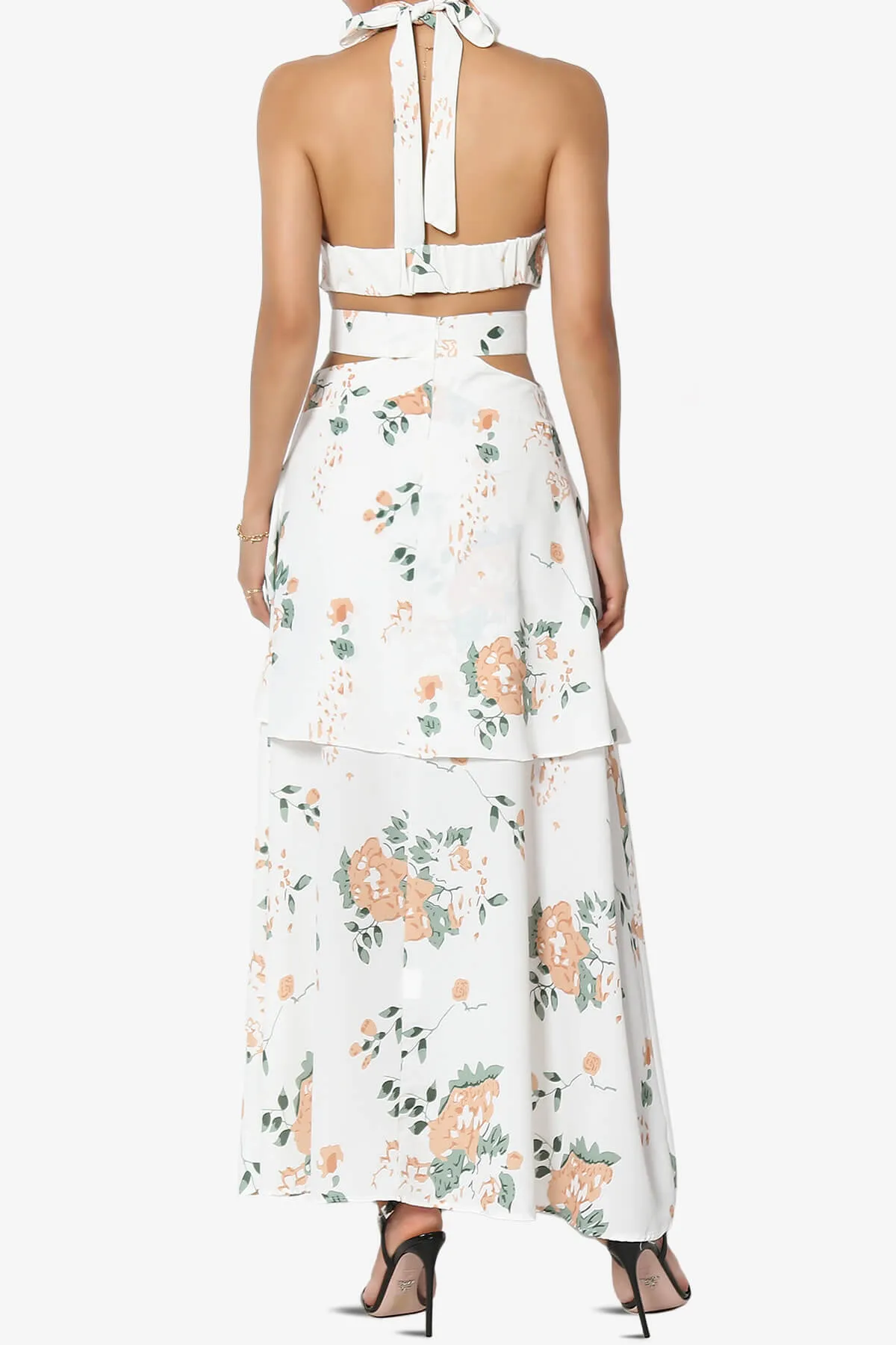 Lockwood Floral Halter Cutout Maxi Dress