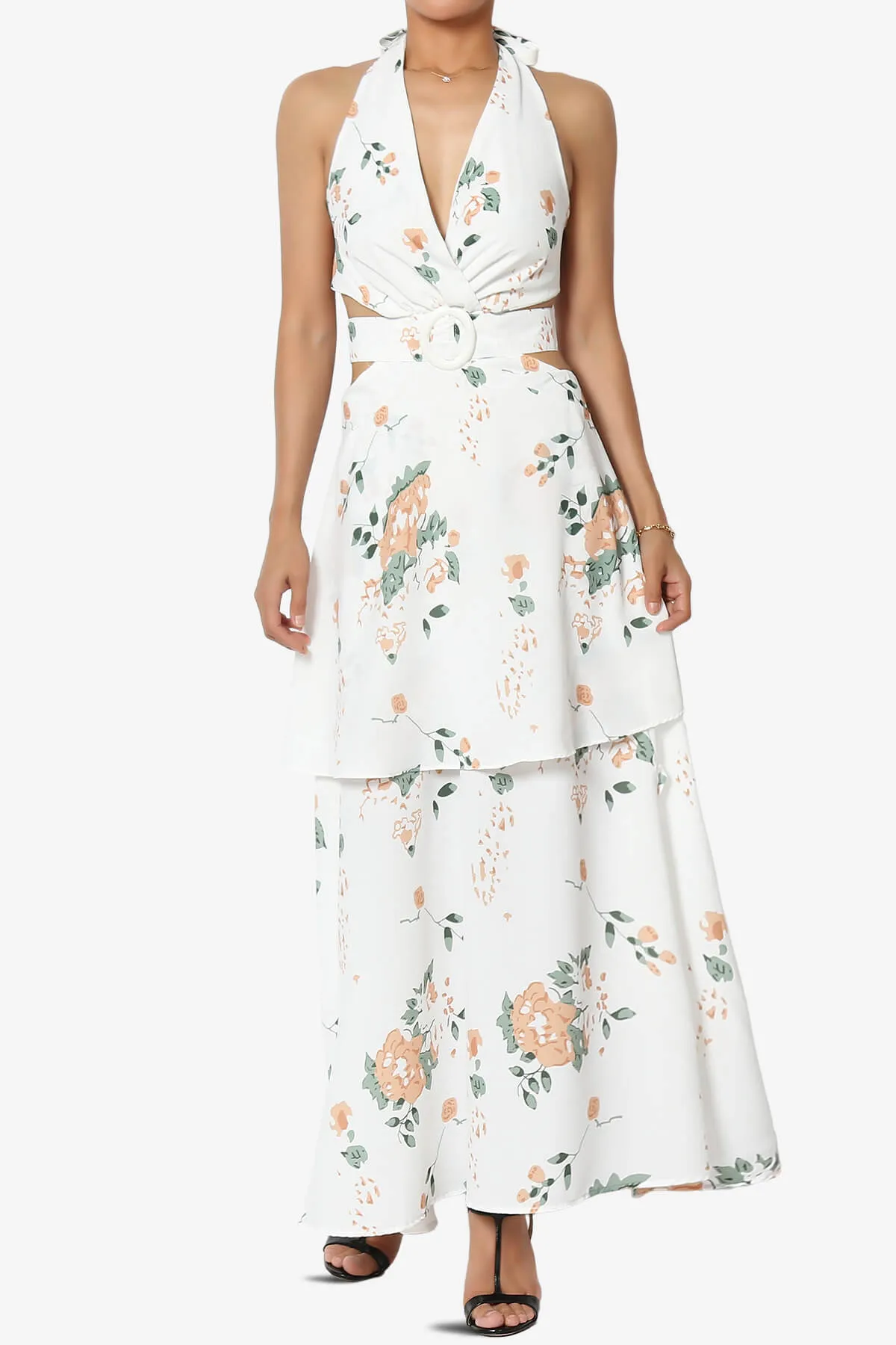 Lockwood Floral Halter Cutout Maxi Dress