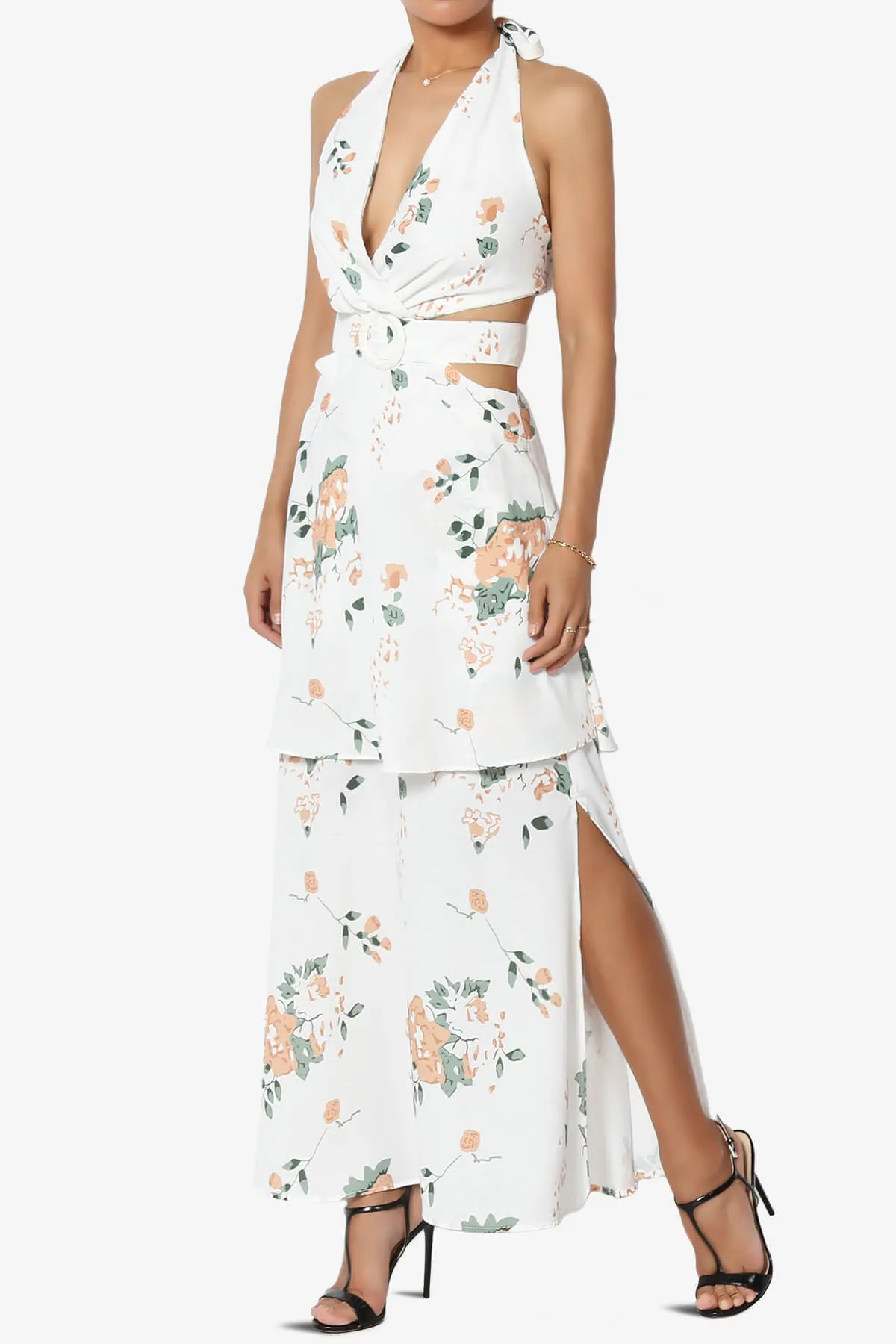 Lockwood Floral Halter Cutout Maxi Dress