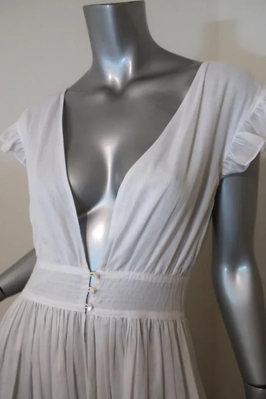 Loup Charmant Pelicano Beach Robe White Sz Extra Small Open-Front Maxi Dress NEW