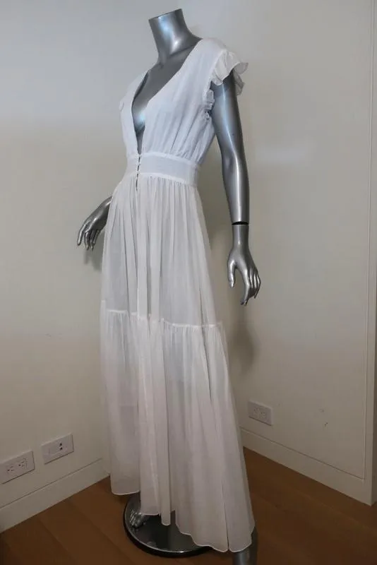 Loup Charmant Pelicano Beach Robe White Sz Extra Small Open-Front Maxi Dress NEW