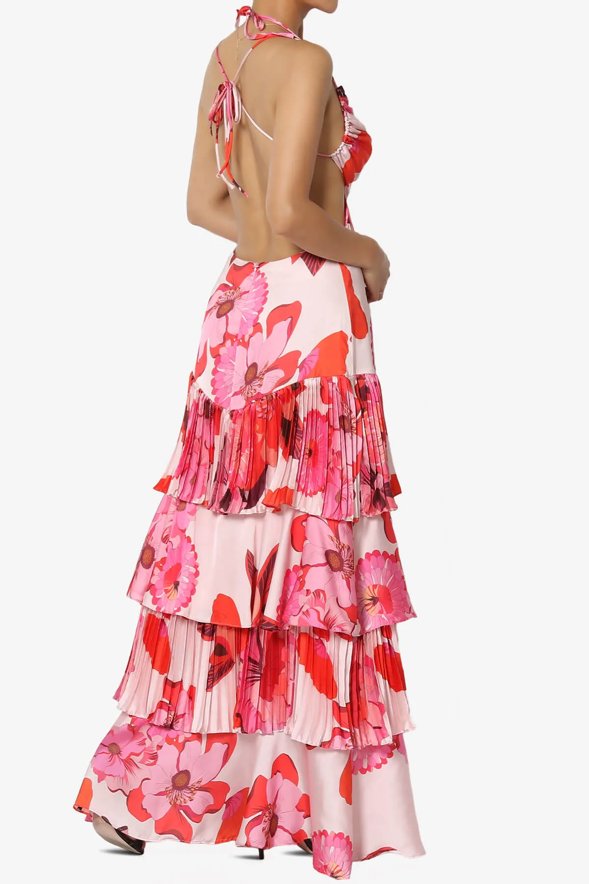 Lucille Floral Open Back Ruffle Maxi Dress