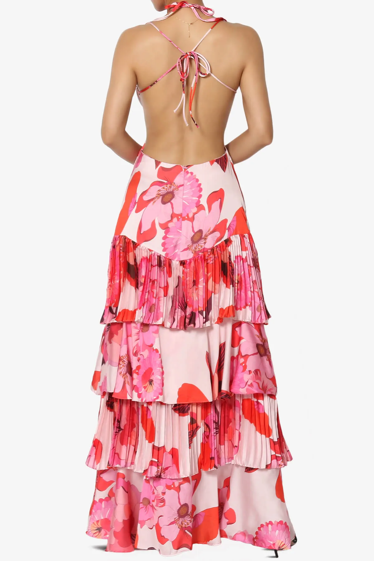 Lucille Floral Open Back Ruffle Maxi Dress