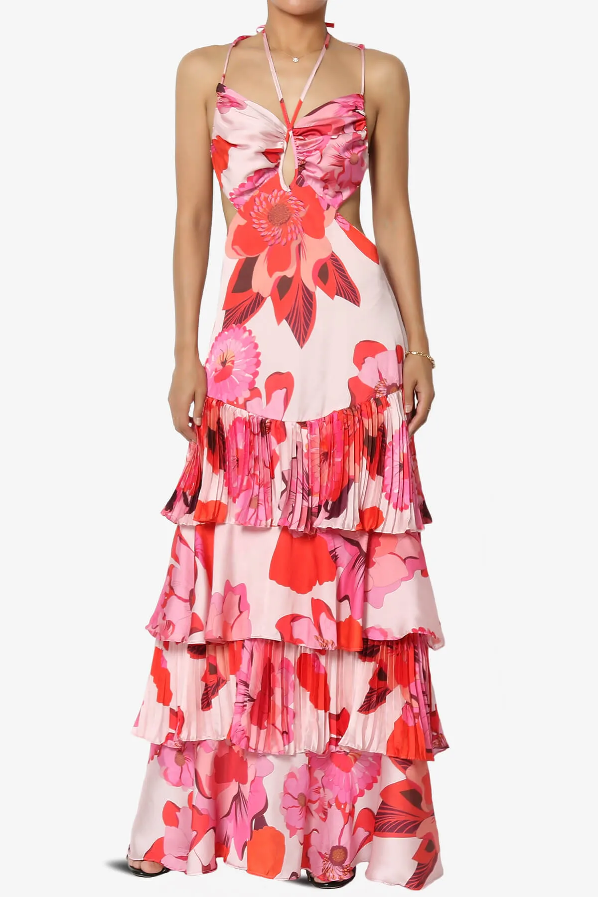 Lucille Floral Open Back Ruffle Maxi Dress