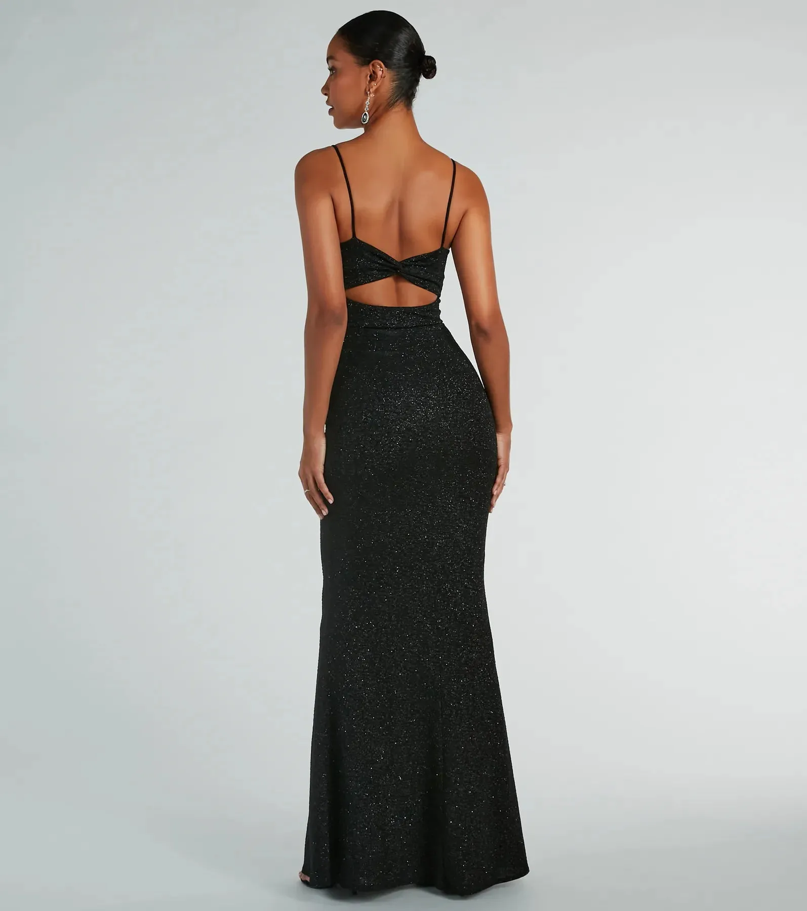 Maleah Twist-Front Glitter Knit Mermaid Dress