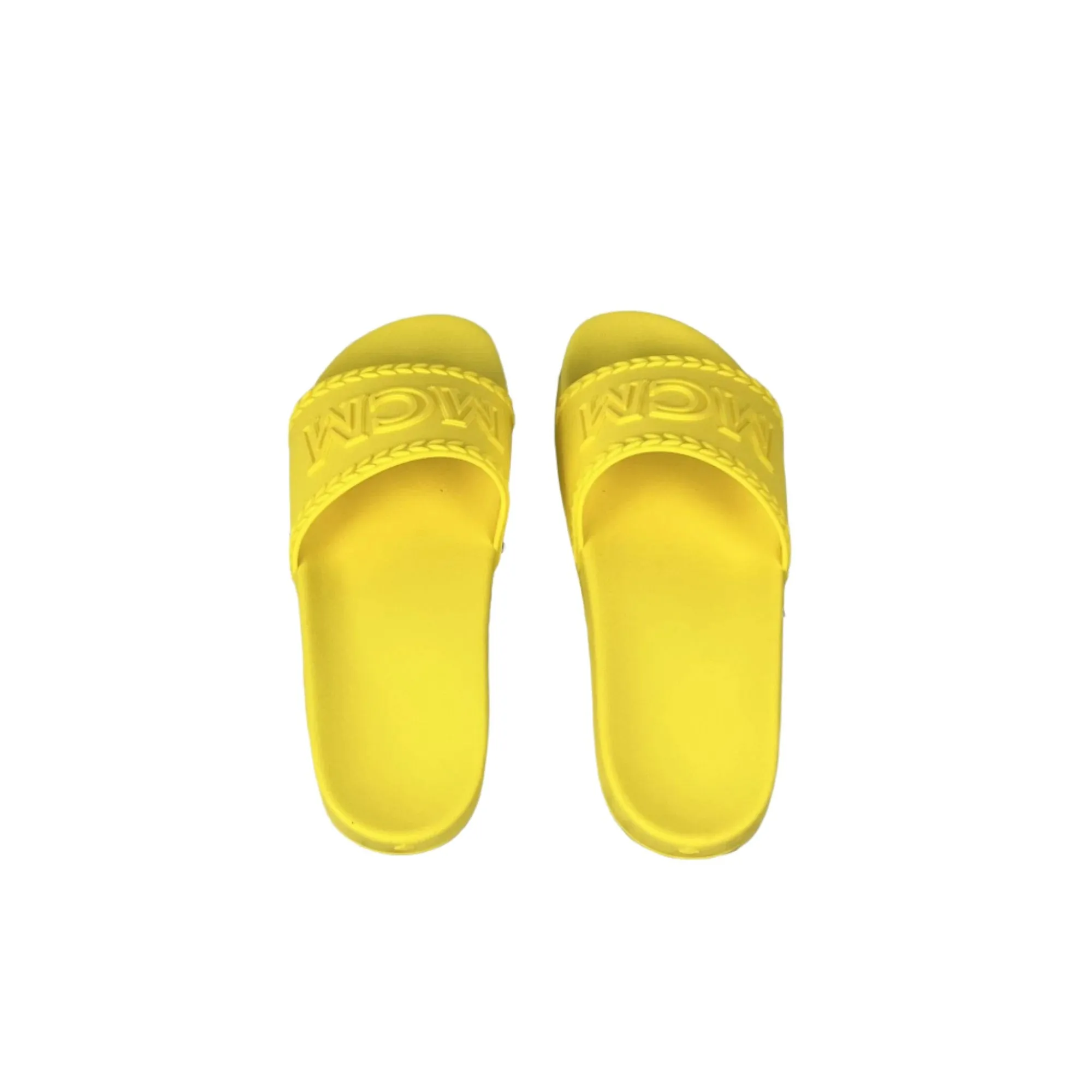 MCM Mens Yellow Big Logo Rubber Slides