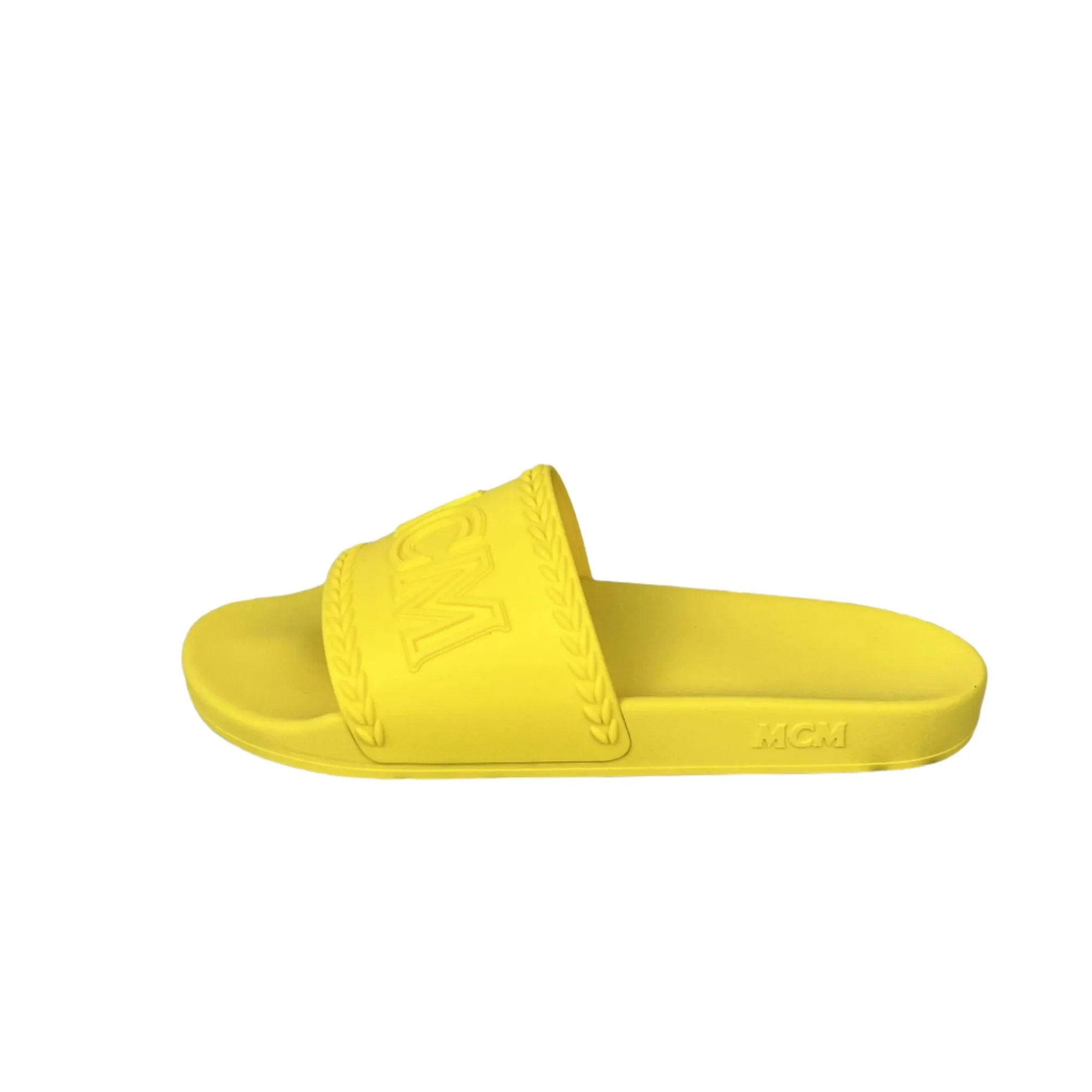 MCM Mens Yellow Big Logo Rubber Slides