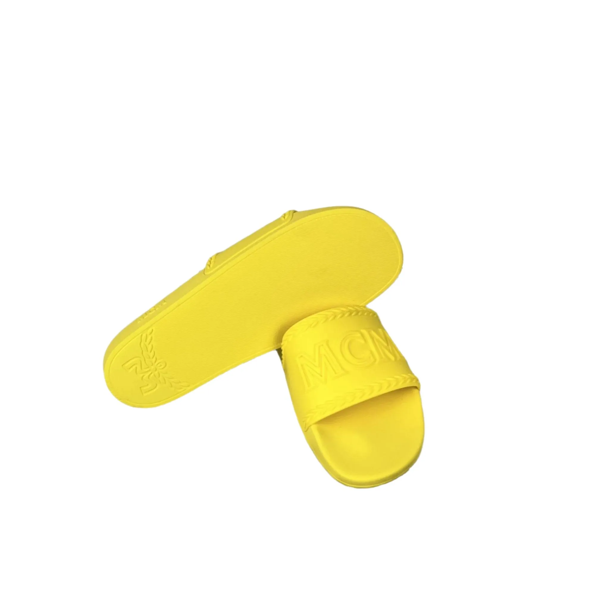 MCM Mens Yellow Big Logo Rubber Slides