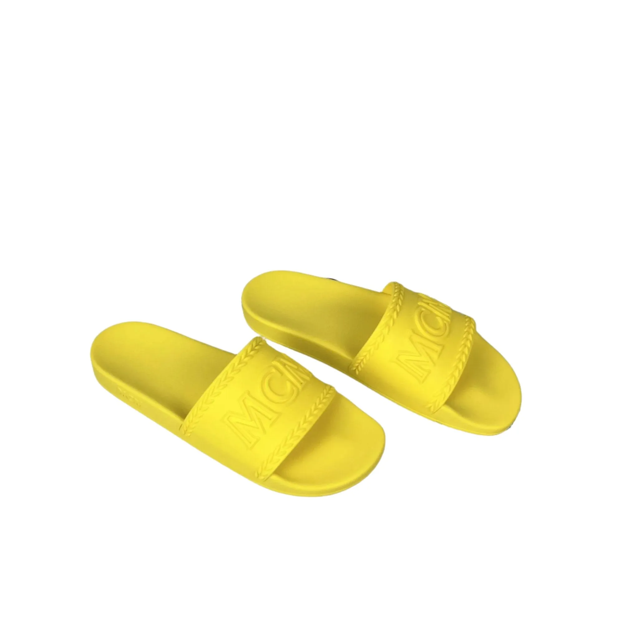 MCM Mens Yellow Big Logo Rubber Slides