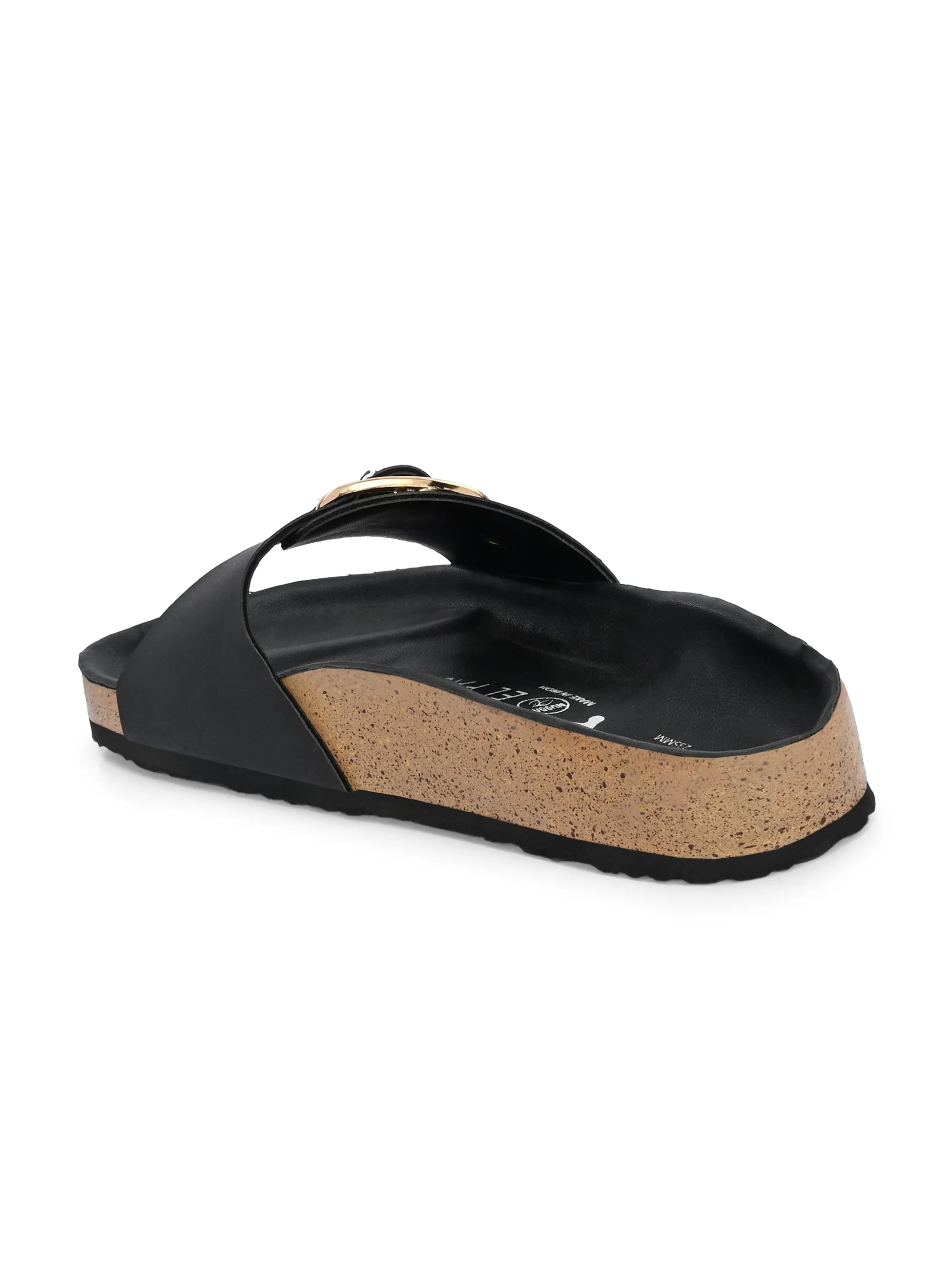 Midnight Black Single-Buckle Sandal For Women