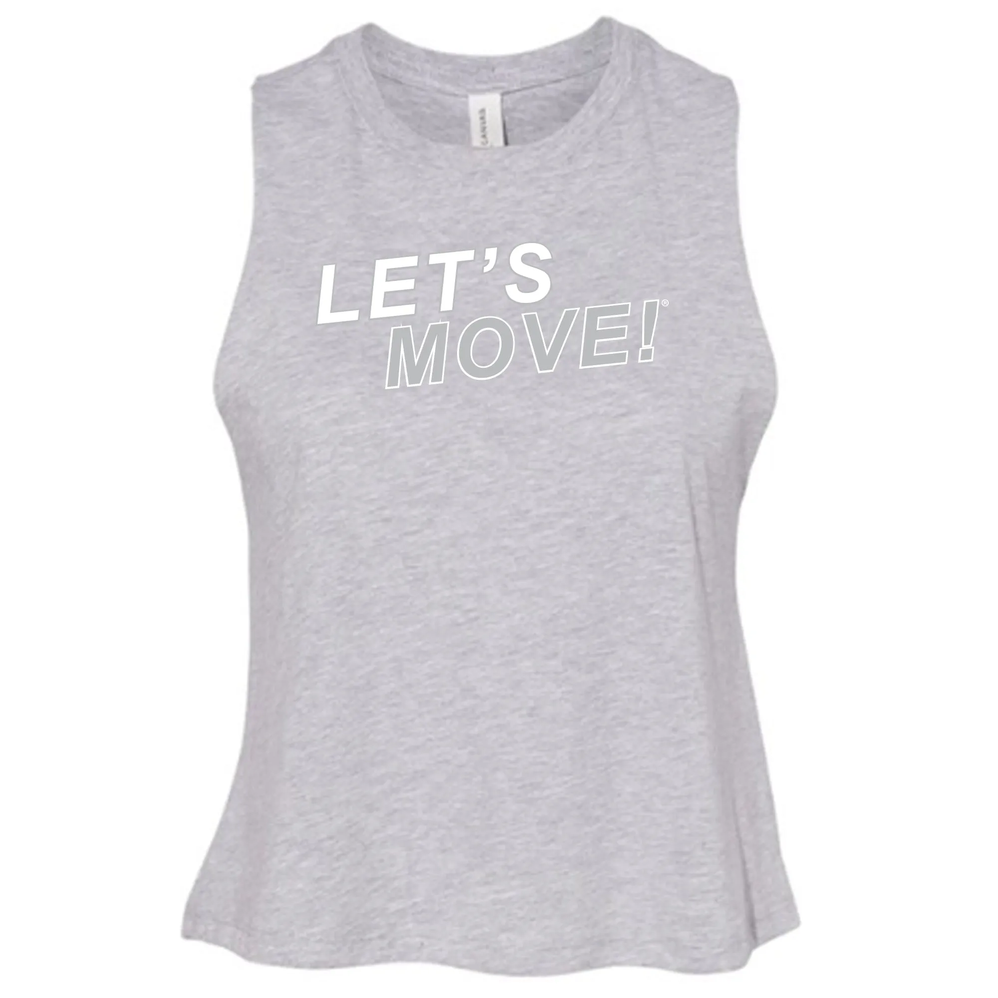 MOSSA Women's LET'S MOVE! STKWO Bella   Canvas Racerback Cropped Tank