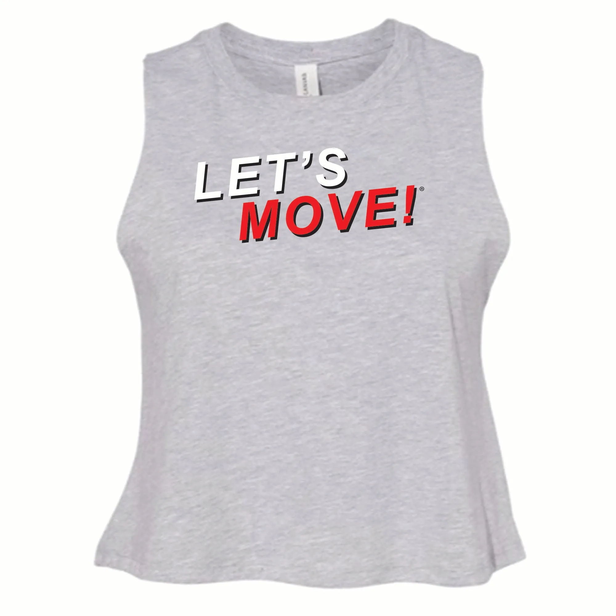 MOSSA Women's LET'S MOVE! STKWR Bella   Canvas Racerback Cropped Tank