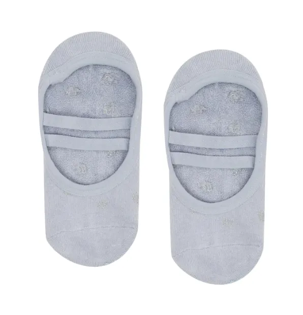 MoveActive Ballet Non Slip Grip Socks - Baby Blue With Silver Sparkle Spots