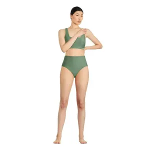 New George Women's High-Rise Swim Suit, Ribbed, Green, Sz XL!