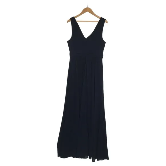 New Lulus Womens L Thoughts of Hue Surplice Maxi Formal Bridesmaid Dress Blue