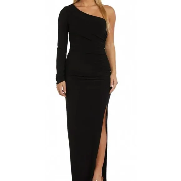 Nightway Women's Plus Size 20 Black One-Shoulder Gown – NWT