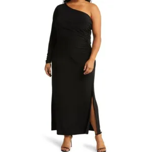 Nightway Women's Plus Size 20 Black One-Shoulder Gown – NWT