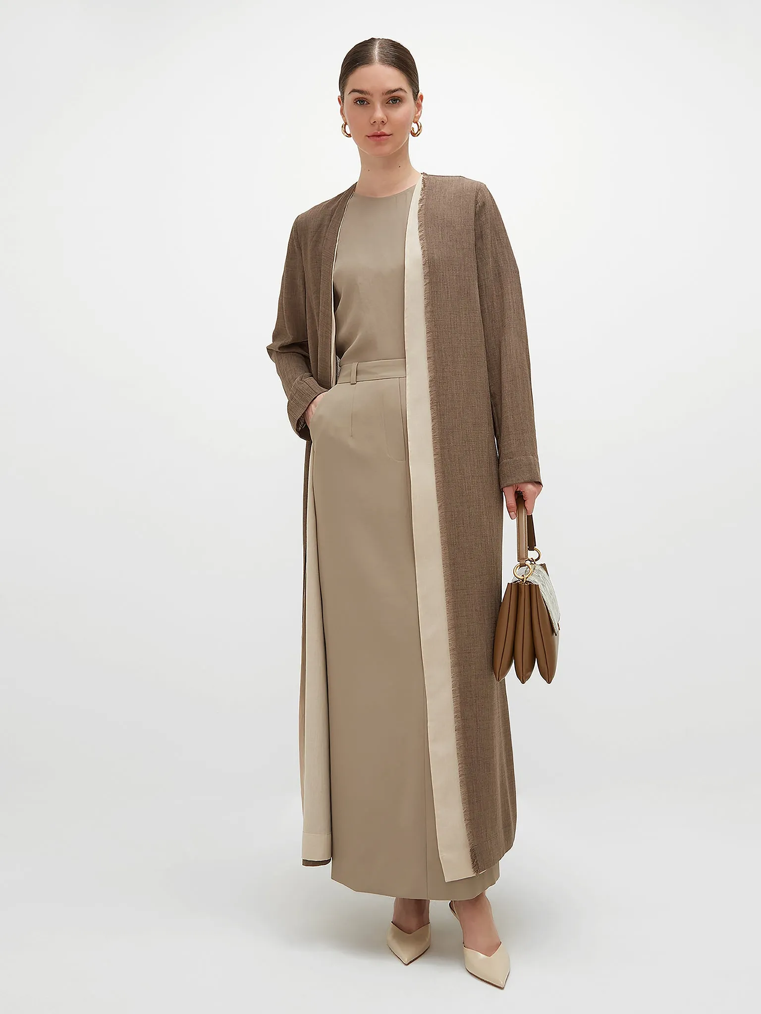 Noura Long Tailored Skirt - Taupe
