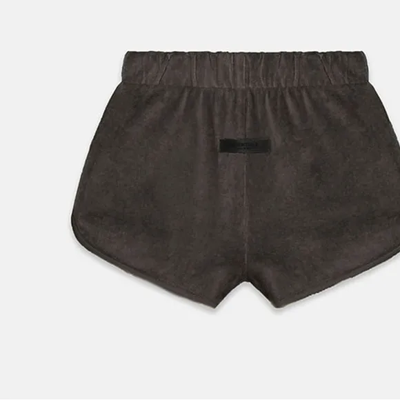 NWT Fear of God Essentials Women's Off Black Velour Beach Shorts