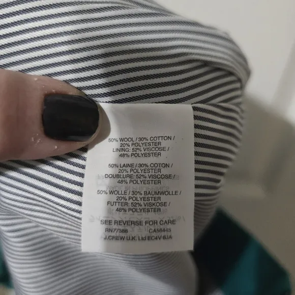 NWT J. Crew Wool &amp; Cotton Blend Faux Wrap Mini Skirt in Green, Scalloped Detail.
