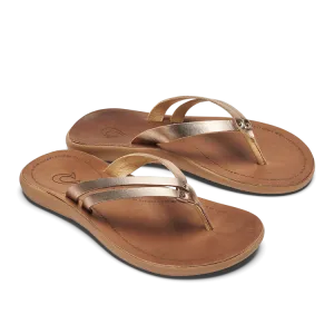 OluKai Womens Kāpehe Luana Leather Sandals - Bubbly / Sahara