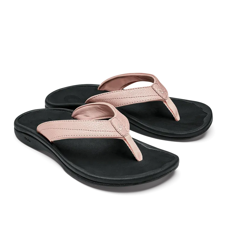 OluKai Womens 'Ohana Sandals - Petal Pink / Black