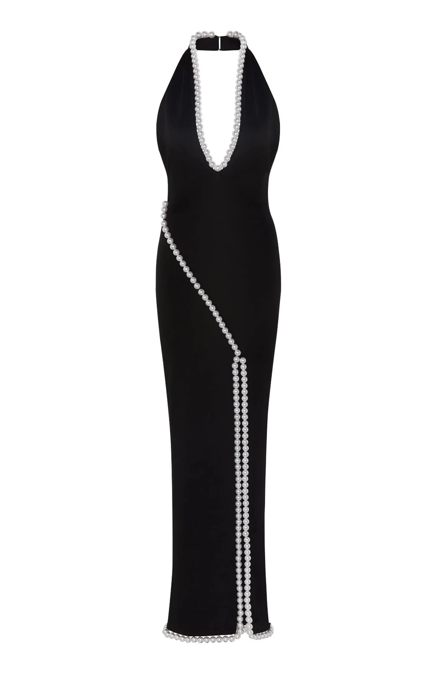 Onyx Swarovski Slit Gown | Black Gown Swarovski detailing