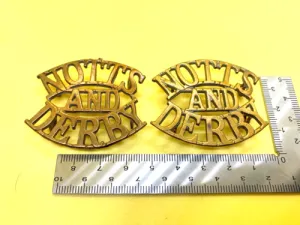 Original Pair of British Army Notts & Derby Sherwood Foresters Shoulder Titl