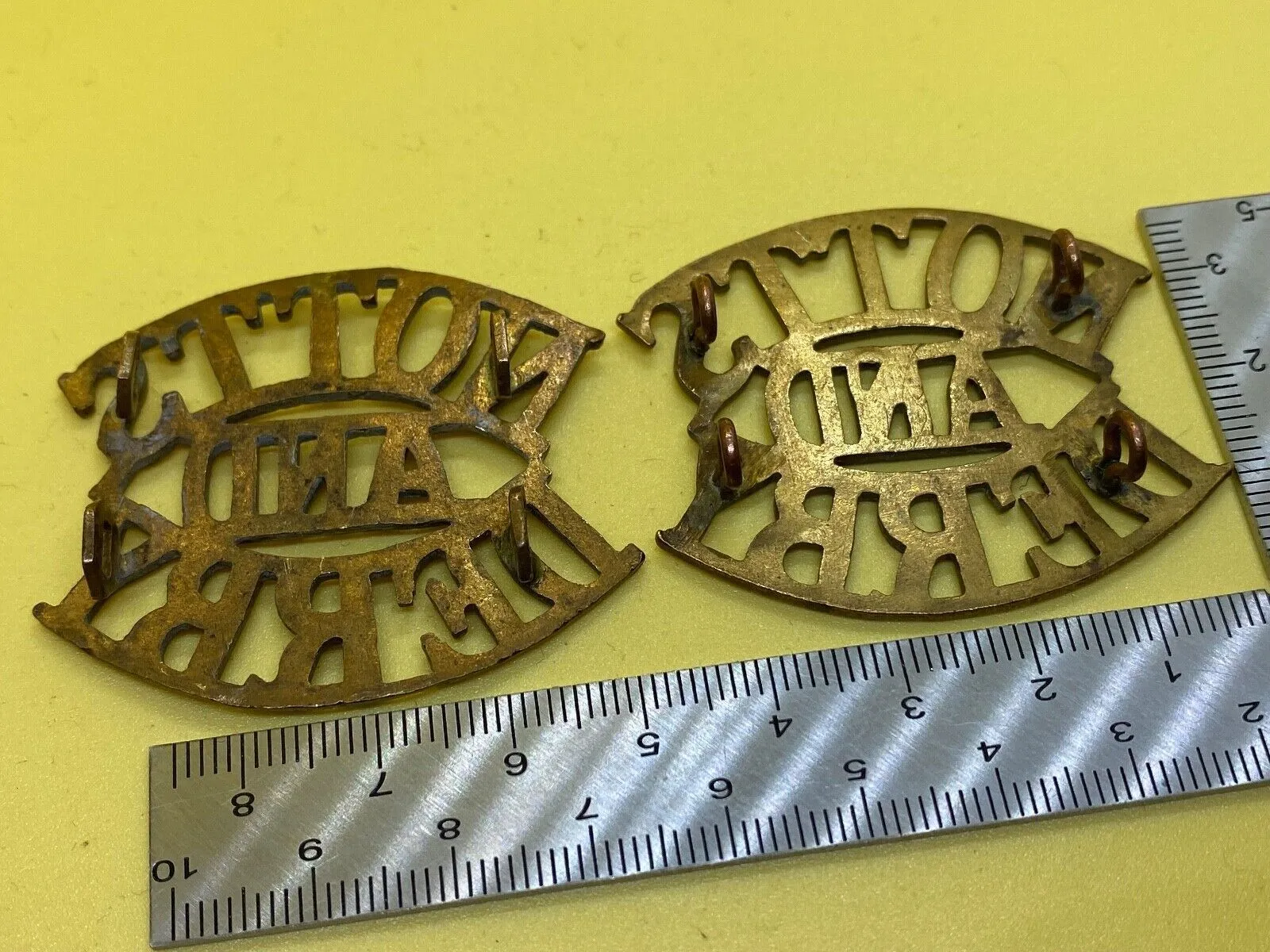 Original Pair of British Army Notts & Derby Sherwood Foresters Shoulder Titl