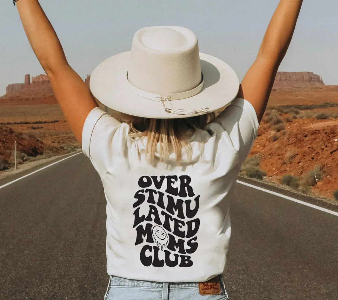 Overstimulated Moms Club - Bella   Canvas Unisex Adult Tee | Black ink