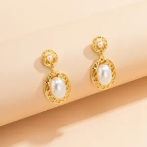 Pearl & 18K Gold-Plated Filigree Drop Earrings