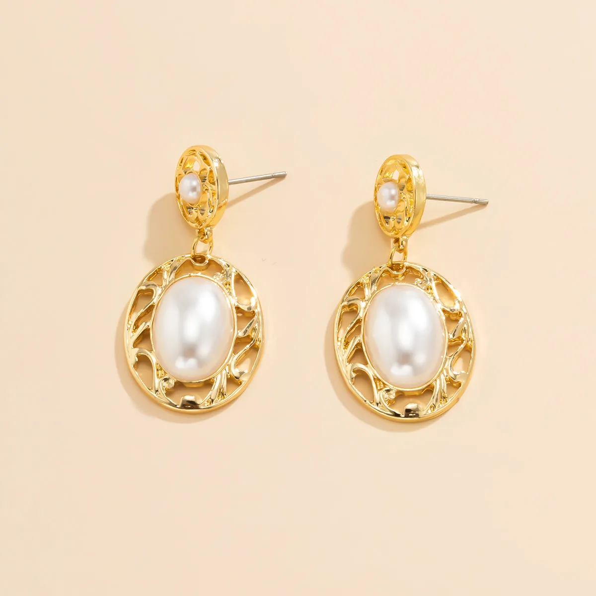 Pearl & 18K Gold-Plated Filigree Drop Earrings