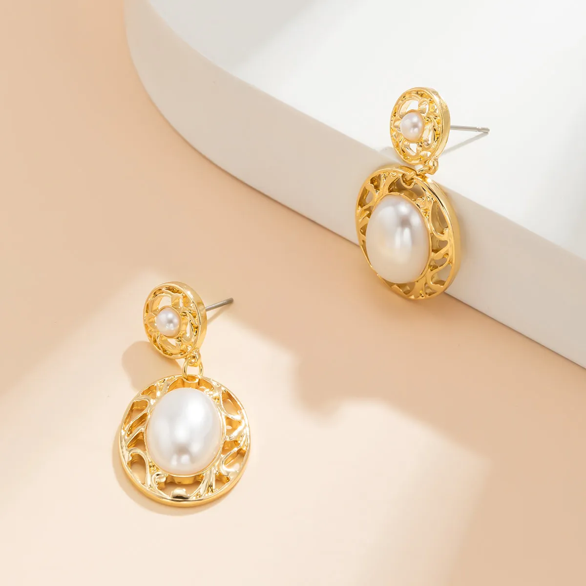 Pearl & 18K Gold-Plated Filigree Drop Earrings