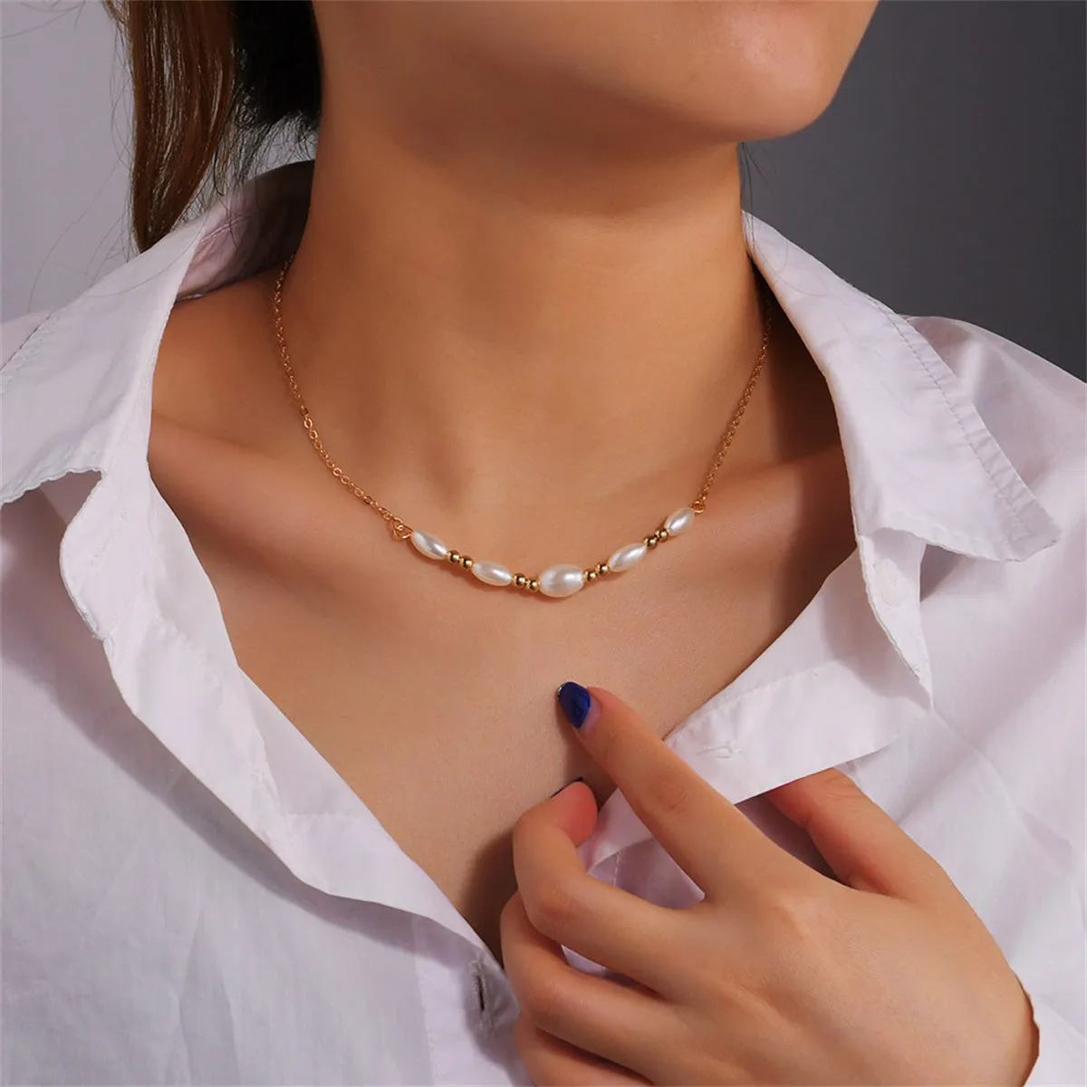 Pearl & 18K Gold-Plated Oval Chain Necklace