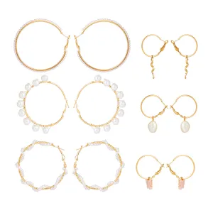 Pearl & 18K Gold-Plated Snake Butterfly Huggie Earring Set