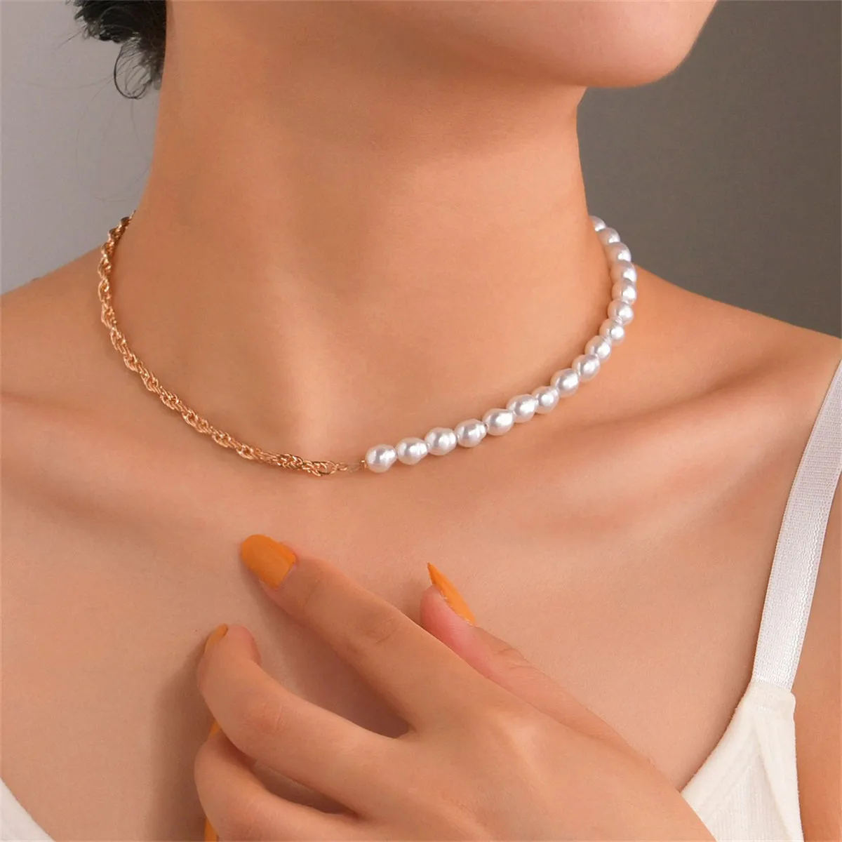 Pearl & 18K Gold-Plated Twine Chain Necklace