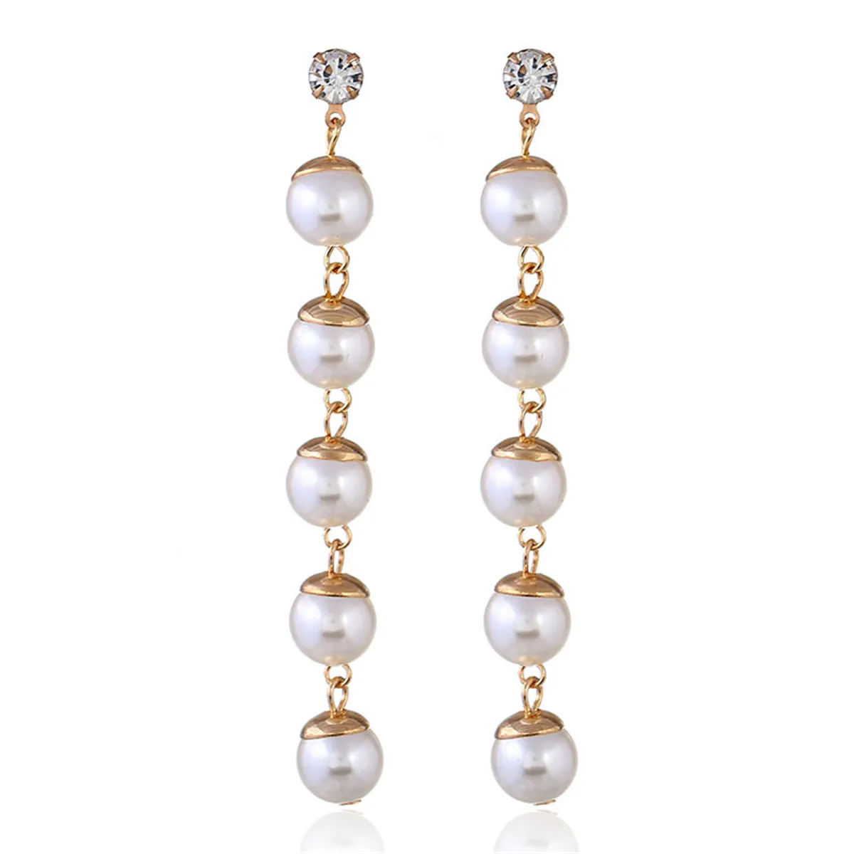 Pearl & Cubic Zirconia 18K Gold-Plated Liner Drop Earrings