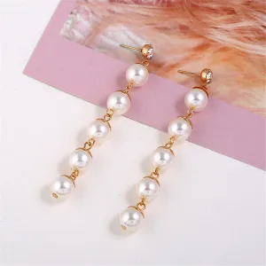 Pearl & Cubic Zirconia 18K Gold-Plated Liner Drop Earrings