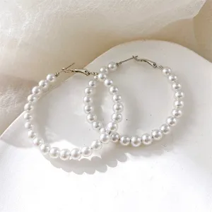 Pearl & Silver-Plated Hoop Earrings