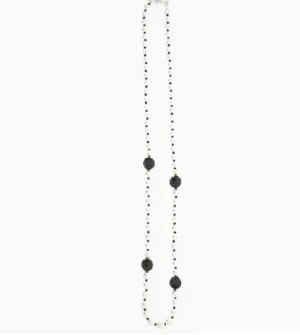 Pearl Necklace w/ Sequins Balls-Black