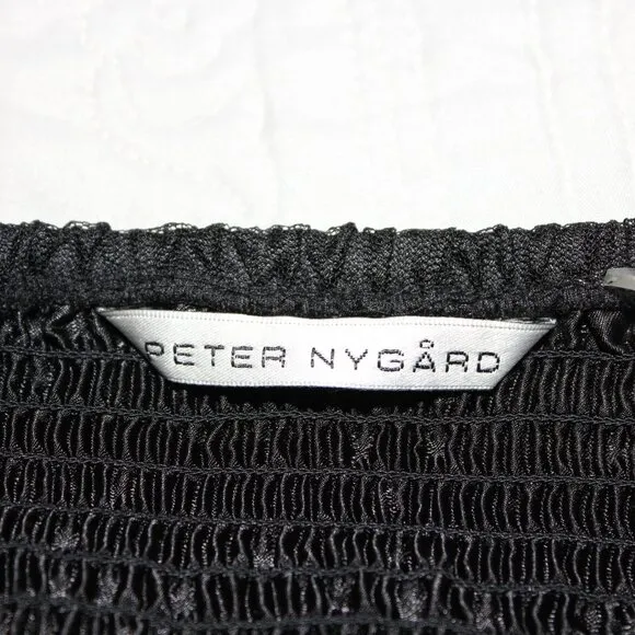 Peter Nygard Womens Black Tulle Ribbon Embroidery Long Skirt Size 6 Dark Fairy