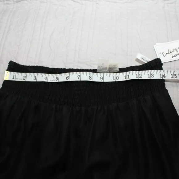Peter Nygard Womens Black Tulle Ribbon Embroidery Long Skirt Size 6 Dark Fairy