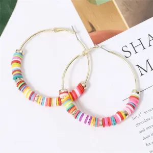 Pink & Red Polymer Clay 18K Gold-Plated Hoop Earrings