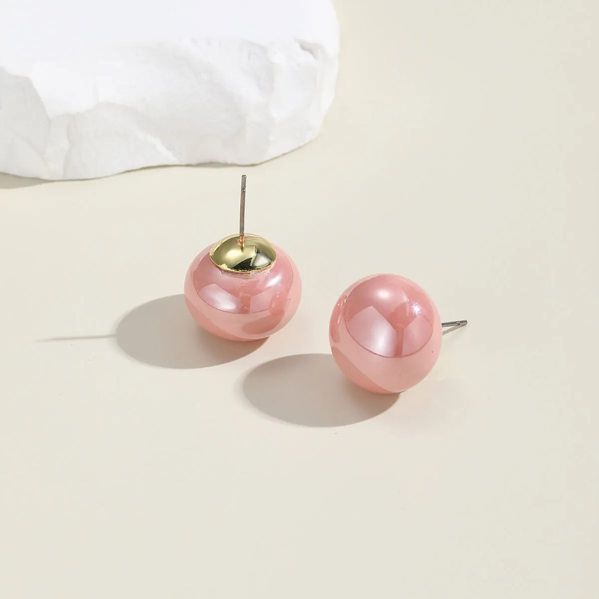 Pink Pearl Stud Earrings