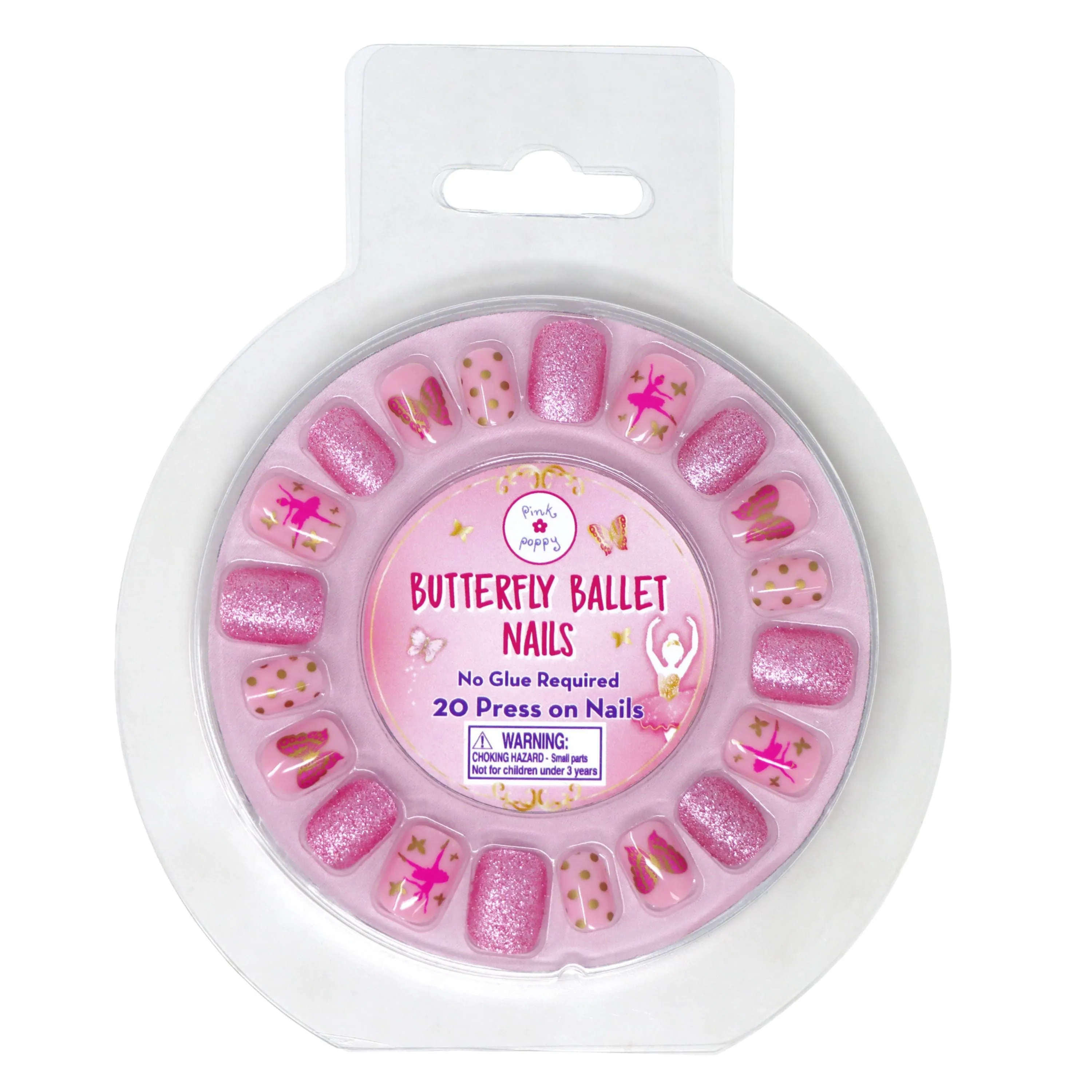 Pink Poppy Butterfly Ballet Press On Nails