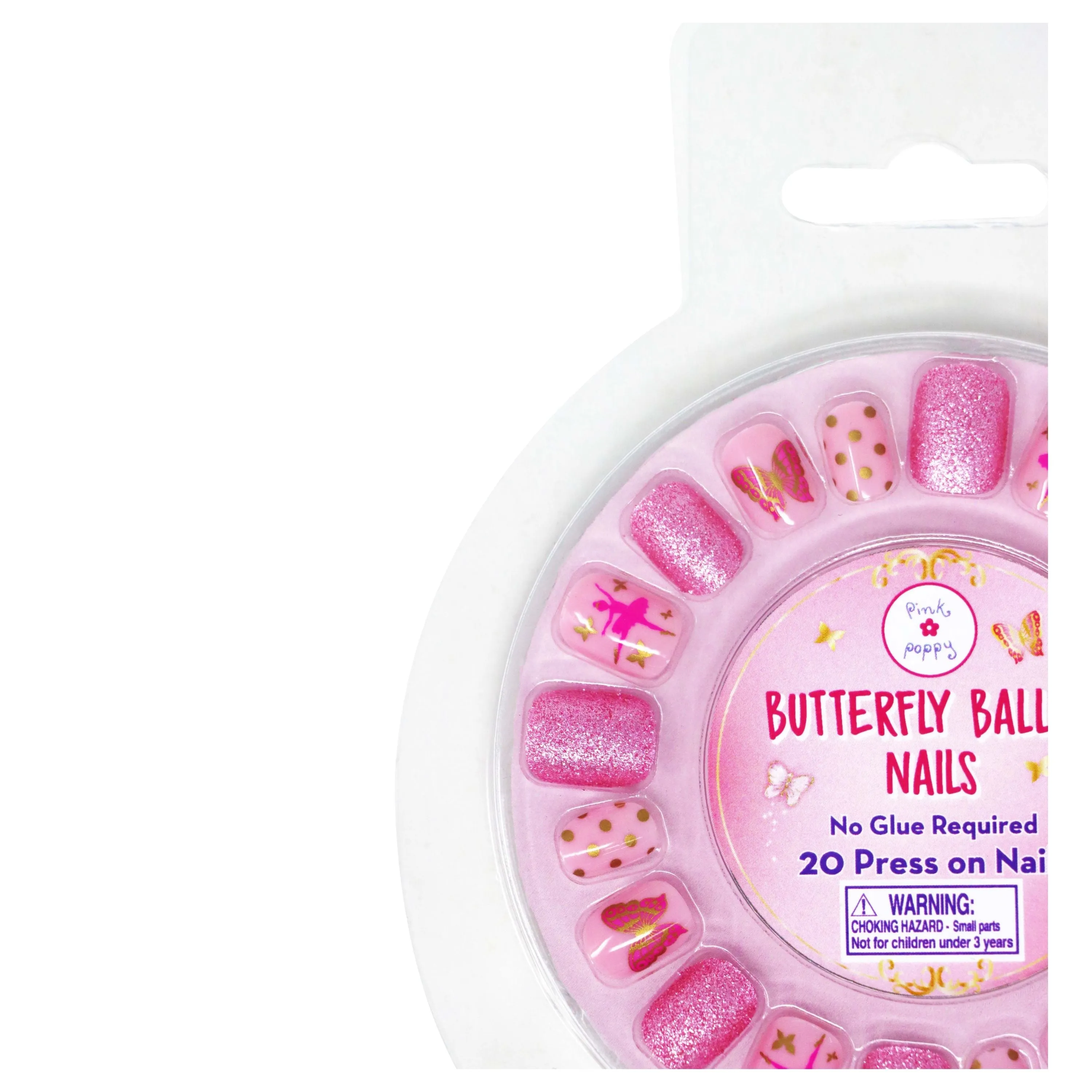 Pink Poppy Butterfly Ballet Press On Nails