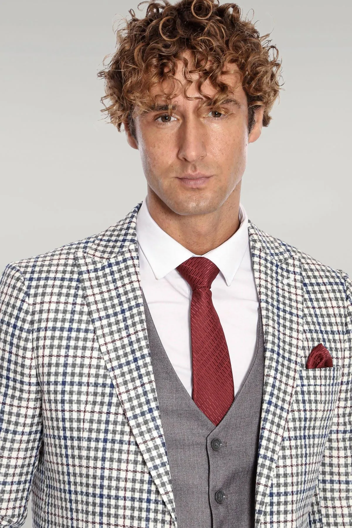 Plaid Grey Men's Suit - Wessi